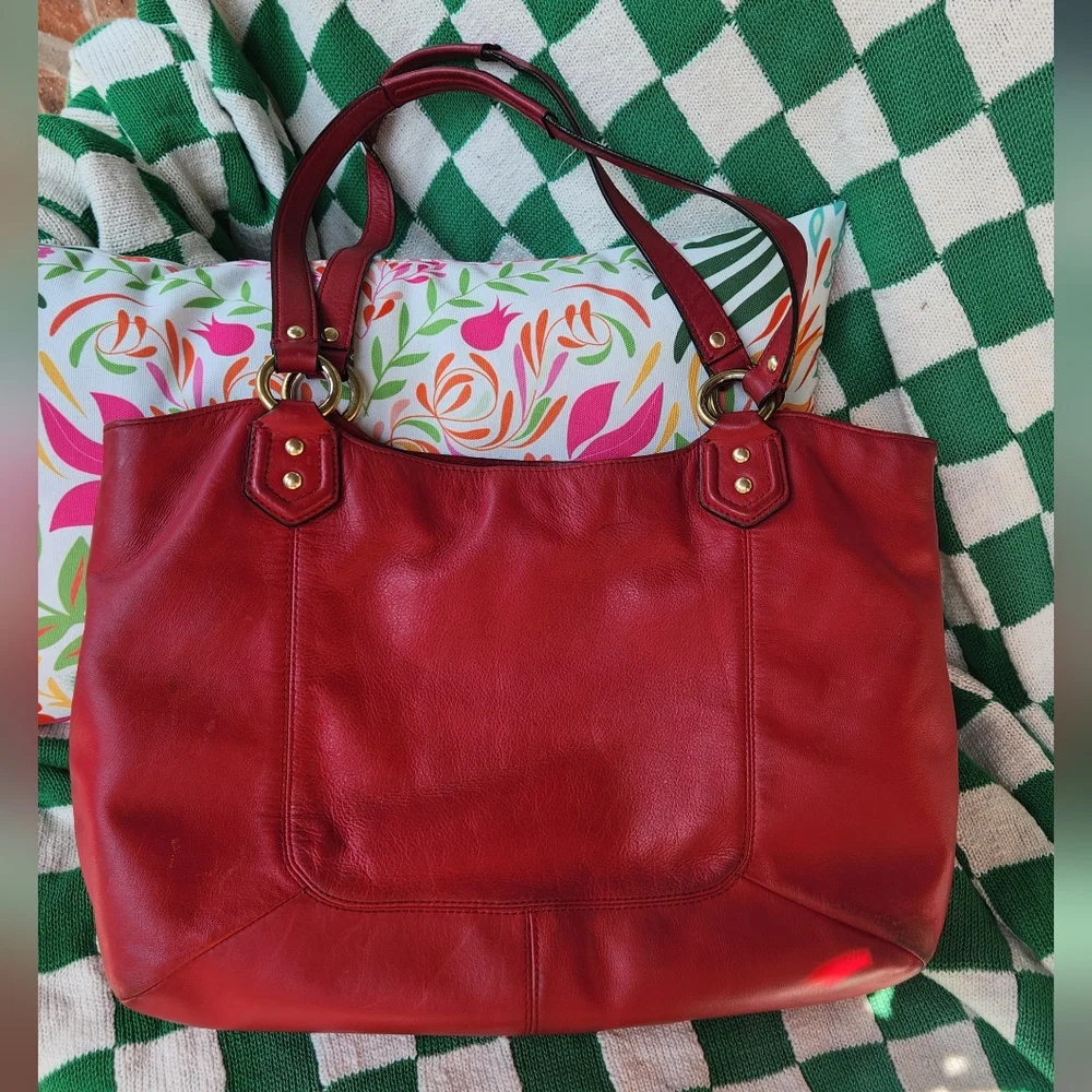 Coach Campbell‎ Belle red leather shoulder bag purse